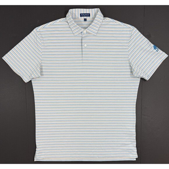 Peter Millar Polo Shirt Mens Crown Crafted Medium Striped Belfair Golf Club - Picture 2 of 14